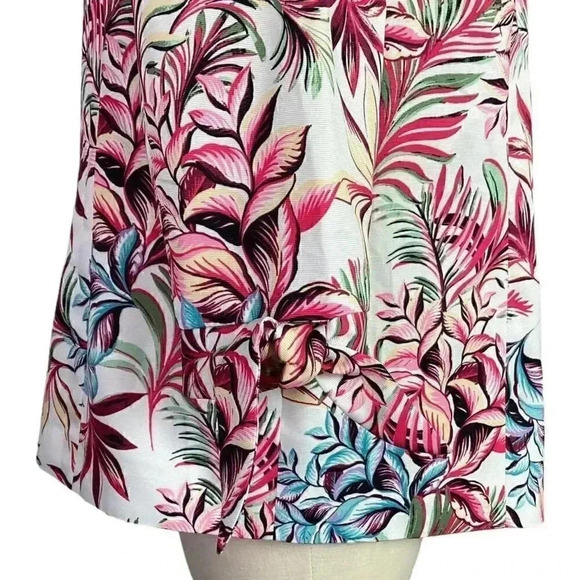 Tahari ASL Women 18W Floral Open Jacket Ivory Multicolor 3/4 Tie Sleeve NEW - Picture 4 of 9